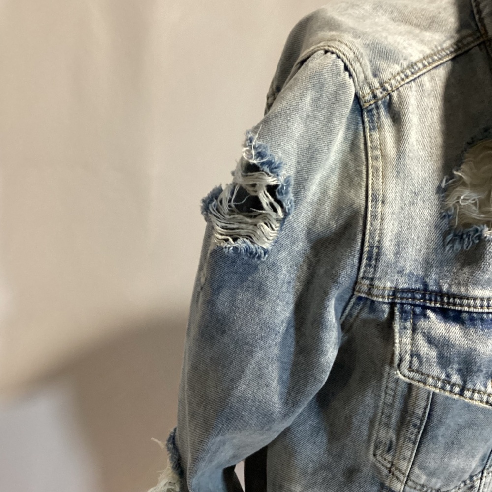 641. Free People Jean Jacket - Super Distressed - Xl - Nwot View 5
